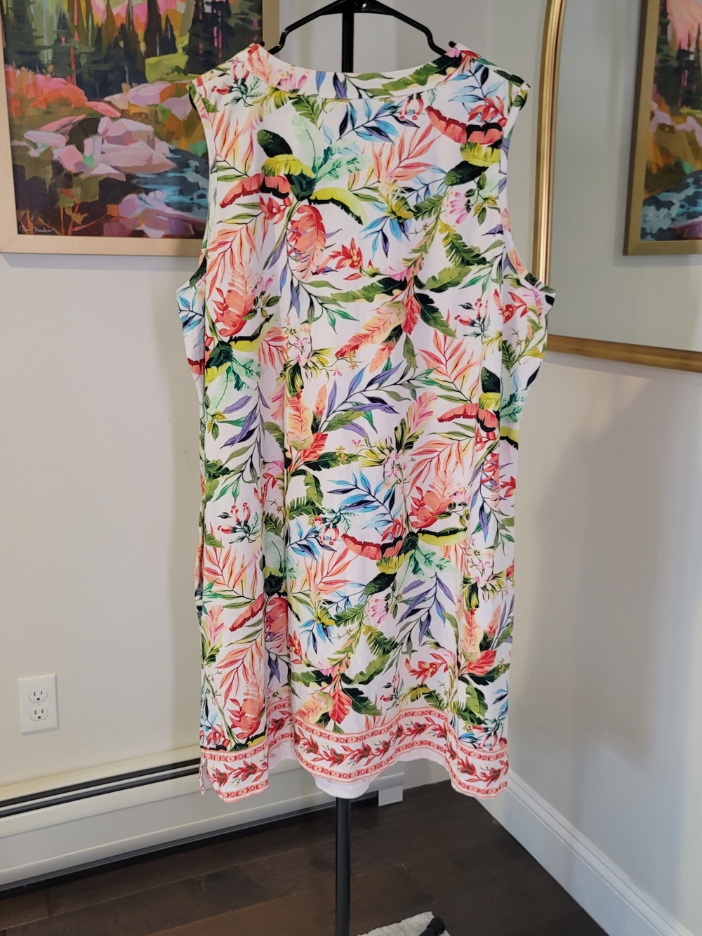 LANDS END 100% Cotton Vibrant Floral Print Sleeveless Dress Women's Size 2X - Picture 2 of 7
